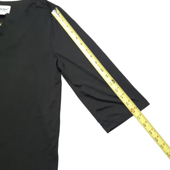 Anthony Richards Top Womens Large Black Stretch 3/4 Sleeve Blouse 38 in Chest - Picture 6 of 12